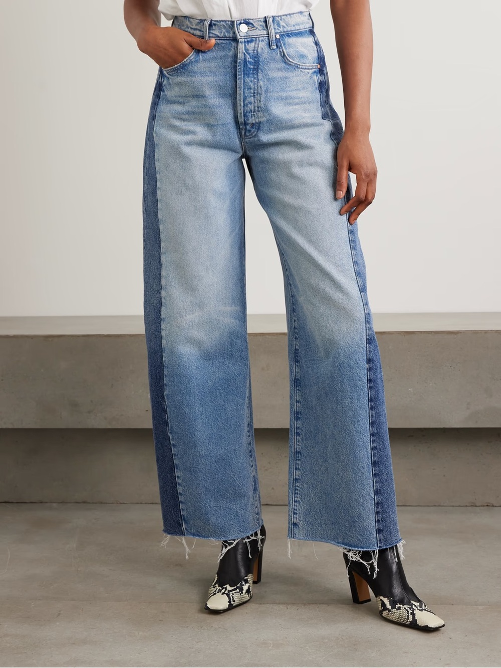 MOTHER Pipe Dream Button Sneak Fray Jeans Blinded By The Dark Size 23